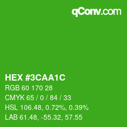 Color code: HEX #3CAA1C | qconv.com