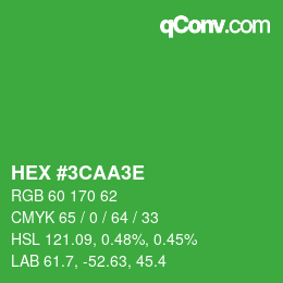 Code couleur: HEX #3CAA3E | qconv.com