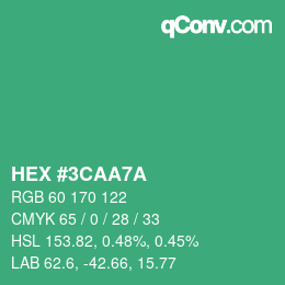 Color code: HEX #3CAA7A | qconv.com