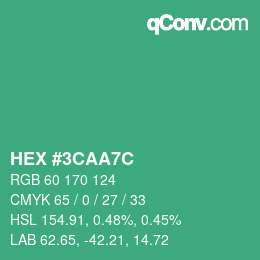 Color code: HEX #3CAA7C | qconv.com
