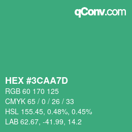 Color code: HEX #3CAA7D | qconv.com