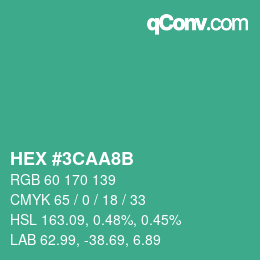 Color code: HEX #3CAA8B | qconv.com