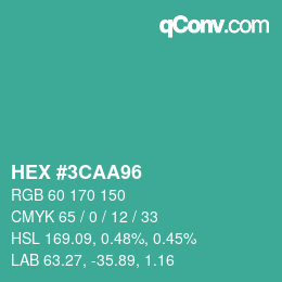 Color code: HEX #3CAA96 | qconv.com