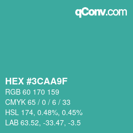 Color code: HEX #3CAA9F | qconv.com