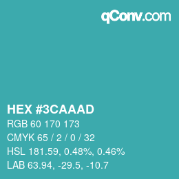 Color code: HEX #3CAAAD | qconv.com