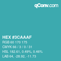 Color code: HEX #3CAAAF | qconv.com