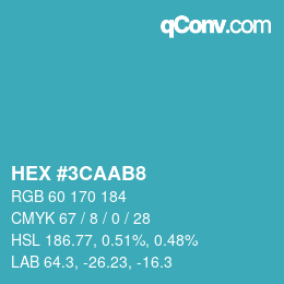 Color code: HEX #3CAAB8 | qconv.com