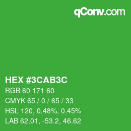 カラーコード: HEX #3CAB3C | qconv.com