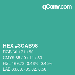 Color code: HEX #3CAB98 | qconv.com