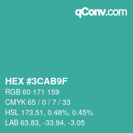 Color code: HEX #3CAB9F | qconv.com