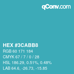 Color code: HEX #3CABB8 | qconv.com