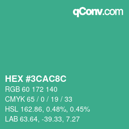 カラーコード: HEX #3CAC8C | qconv.com