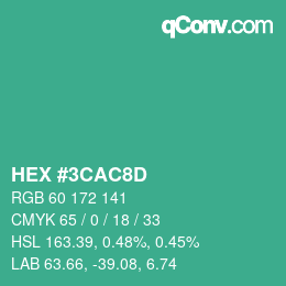 Color code: HEX #3CAC8D | qconv.com