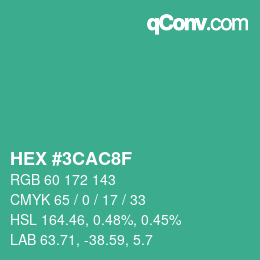 Color code: HEX #3CAC8F | qconv.com