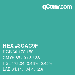 Color code: HEX #3CAC9F | qconv.com