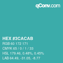 Color code: HEX #3CACAB | qconv.com