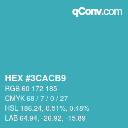 颜色代码: HEX #3CACB9 | qconv.com