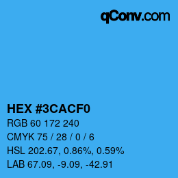 カラーコード: HEX #3CACF0 | qconv.com