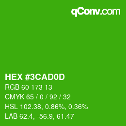 Color code: HEX #3CAD0D | qconv.com
