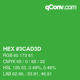 Color code: HEX #3CAD3D | qconv.com