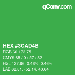 Color code: HEX #3CAD4B | qconv.com