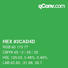 カラーコード: HEX #3CAD4D | qconv.com