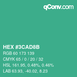 Color code: HEX #3CAD8B | qconv.com