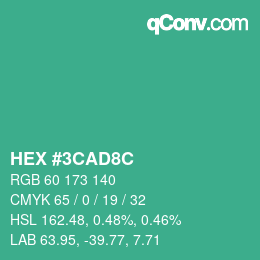カラーコード: HEX #3CAD8C | qconv.com