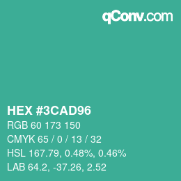 Color code: HEX #3CAD96 | qconv.com