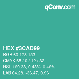 Color code: HEX #3CAD99 | qconv.com