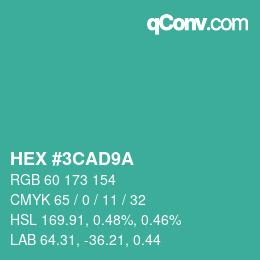 Color code: HEX #3CAD9A | qconv.com