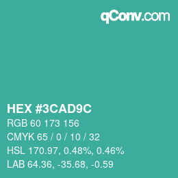 Color code: HEX #3CAD9C | qconv.com