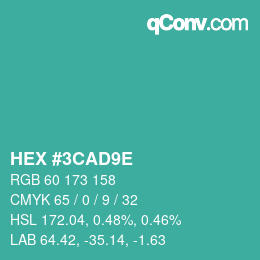 颜色代码: HEX #3CAD9E | qconv.com