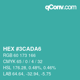 カラーコード: HEX #3CADA6 | qconv.com