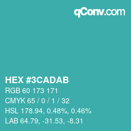 Color code: HEX #3CADAB | qconv.com