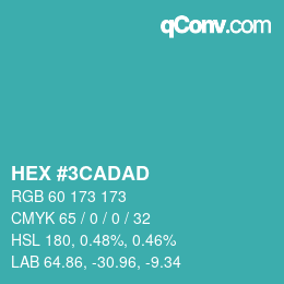 Color code: HEX #3CADAD | qconv.com