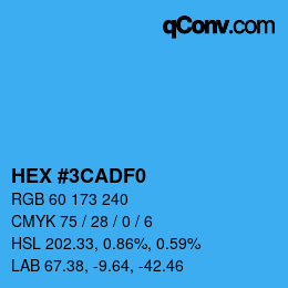 カラーコード: HEX #3CADF0 | qconv.com