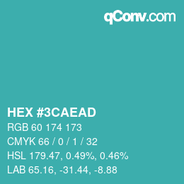 颜色代码: HEX #3CAEAD | qconv.com