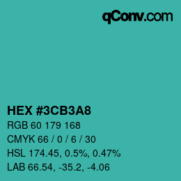Color code: HEX #3CB3A8 | qconv.com