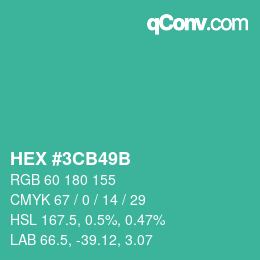 Código de color: HEX #3CB49B | qconv.com
