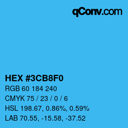 カラーコード: HEX #3CB8F0 | qconv.com