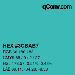 Color code: HEX #3CBAB7 | qconv.com