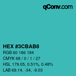 Color code: HEX #3CBAB8 | qconv.com