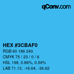 Farbcode: HEX #3CBAF0 | qconv.com