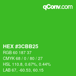 Farbcode: HEX #3CBB25 | qconv.com