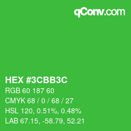Color code: HEX #3CBB3C | qconv.com