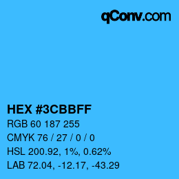 Color code: HEX #3CBBFF | qconv.com