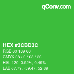 Color code: HEX #3CBD3C | qconv.com