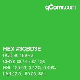 Farbcode: HEX #3CBD3E | qconv.com