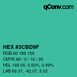 Color code: HEX #3CBD9F | qconv.com